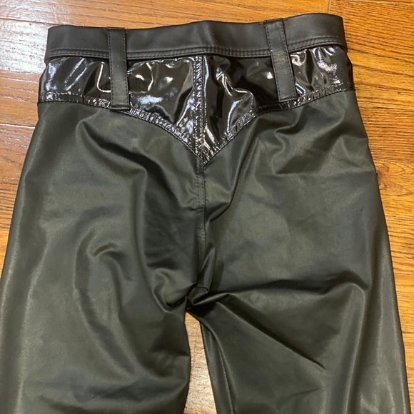 Toxic Vision NWOT S Matte Black self / patent contrast Lace Up Pants / Leggings - Picture 5 of 6